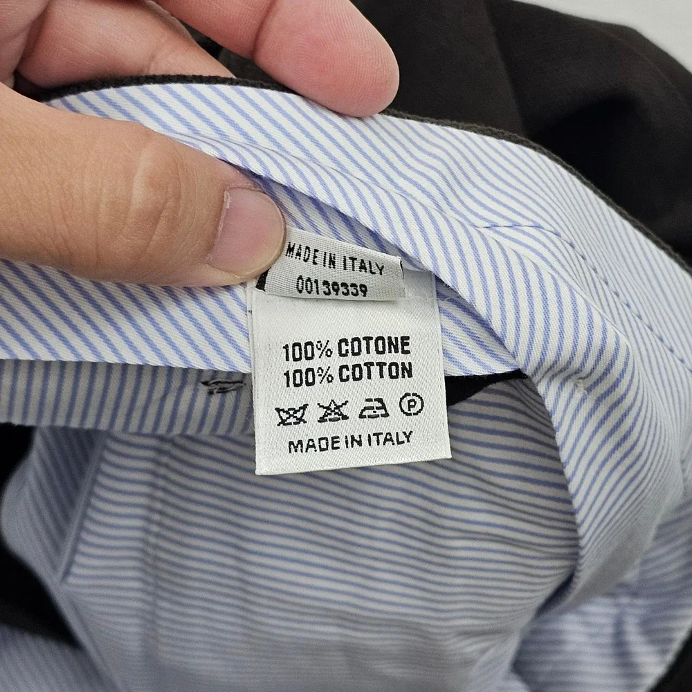 De Corato Trousers Mens 50 34x30 Dark Brown Cotton Italy Flat Front Sartorial
